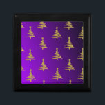 Christmas Trees Gold on Purple Gift Box<br><div class="desc">Thank You for visiting The Holiday Christmas Shop! You are viewing The Lee Hiller Designs Holiday Collection of Home and Office Decor,  Apparel,  Gifts,  Collectibles and more. The Designs include Lee Hiller Photography in Hand Drawn Mixed Media and  Digital Art Collection.</div>