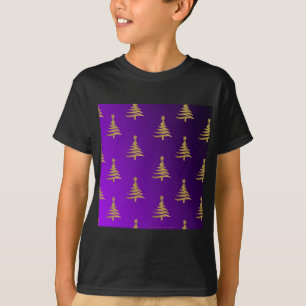 Christmas Trees Gold on Purple T-Shirt