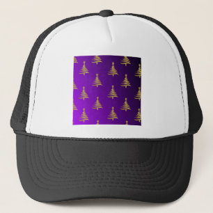 Christmas Trees Gold on Purple Trucker Hat