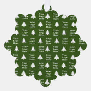 Christmas Trees Green and White Your Logo Pattern Tree Decoration Card