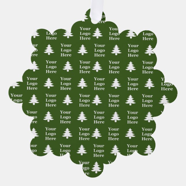 Christmas Trees Green and White Your Logo Pattern Tree Decoration Card (Front)