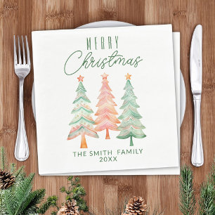 Christmas Trees Green Party Napkin