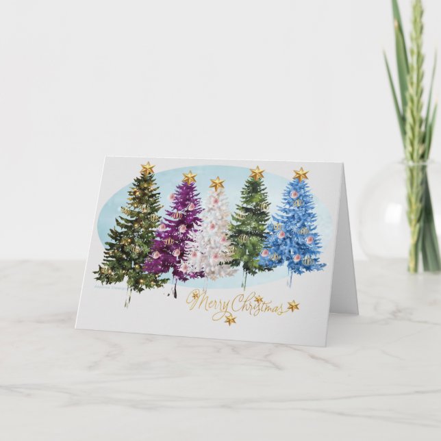 Christmas Trees Greeting Holiday Card (Front)