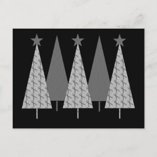 Christmas Trees - Grey Ribbon Brain Cancer Holiday Postcard