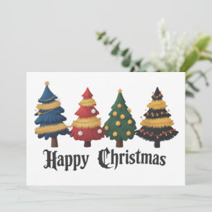 Christmas Trees Holiday Happy Christmas Grunge Card