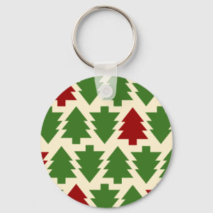 Christmas Trees Holiday Pattern Key Ring