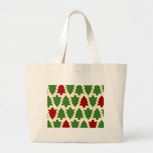 Christmas Trees Holiday Pattern Large Tote Bag