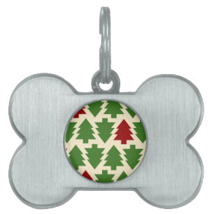 Christmas Trees Holiday Pattern Pet Name Tag