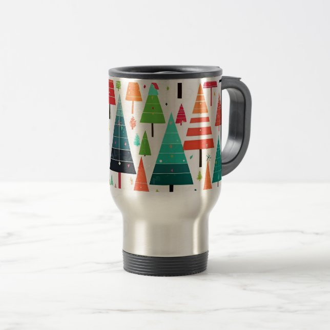 Christmas Trees holiday pattern Travel Mug (Front Right)