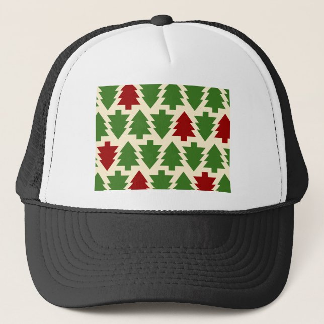 Christmas Trees Holiday Pattern Trucker Hat (Front)