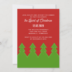 Christmas Trees in a row Red and Green Holiday Invitation