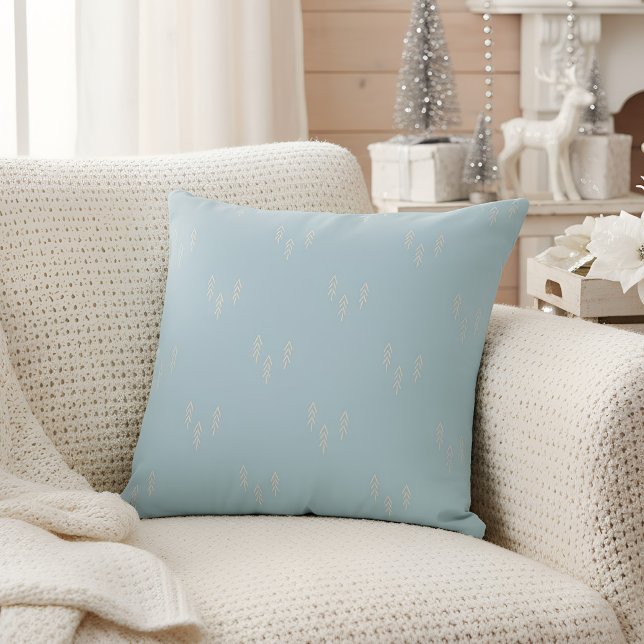 Christmas Trees in light blue and white Cushion (christmas pillow with little trees)