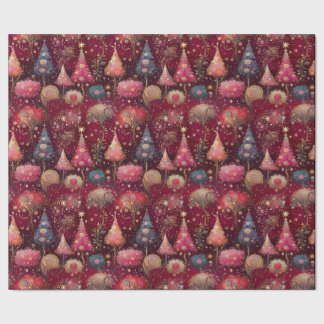 Christmas trees in plush pink and gold wrapping paper