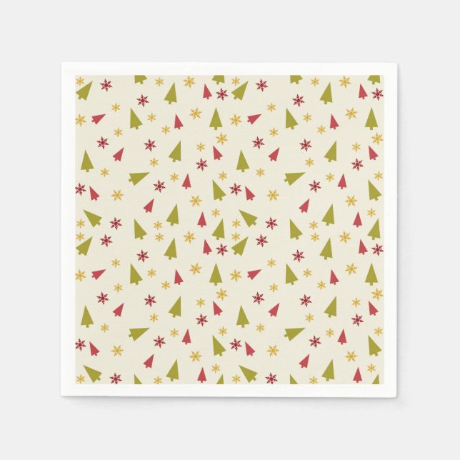 Christmas Trees in Red and Green with Stars Napkin (Front)