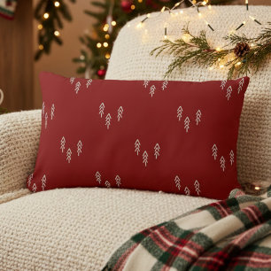 Christmas Trees in red and white Lumbar Cushion