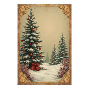 Christmas Trees in Snow Poster