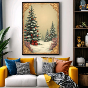 Christmas Trees in Snow Poster
