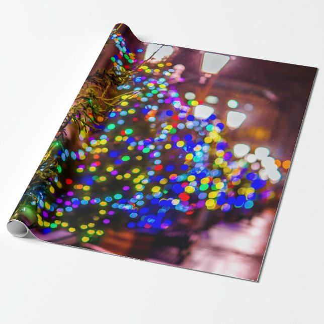 Christmas Trees In The Street Wrapping Paper (Unrolled)