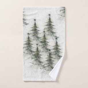 Christmas trees in the Woods Bath Towel Set