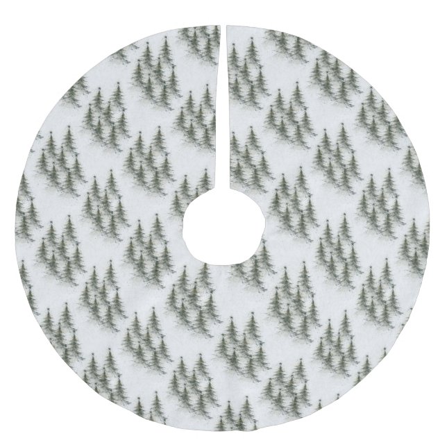 Christmas trees in the Woods Brushed Polyester Tree Skirt (Front)