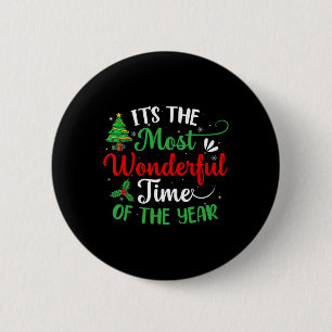 Christmas Trees It's The Most Wonderful Time Of Th 6 Cm Round Badge