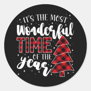 Christmas Trees It's the Most Wonderful Time of th Classic Round Sticker