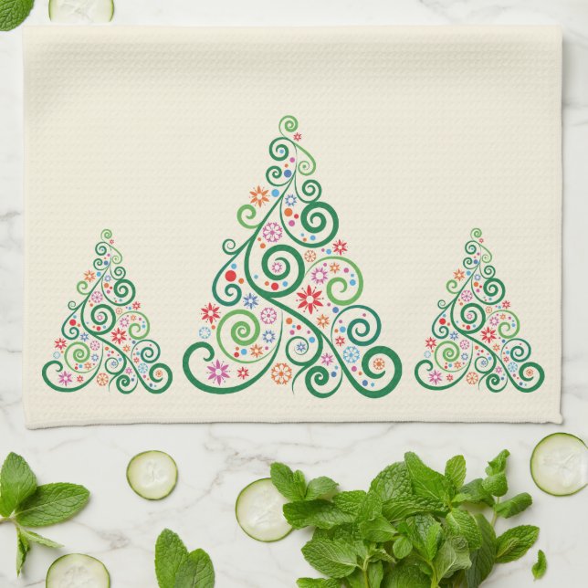 Christmas Trees Kitchen Towels (Folded)
