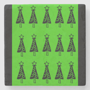 Christmas Trees Marble Stone Coaster, Green Coaster
