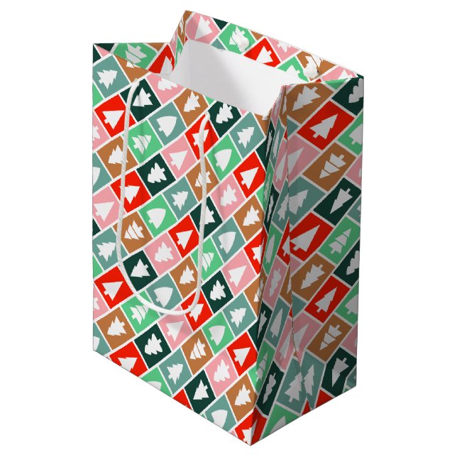 Christmas Trees Medium Gift Bag (Front Angled)