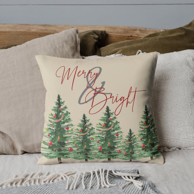 Christmas Trees | Merry & Bright | Throw Pillow (Christmas Trees | Merry & Bright | Throw Pillow)