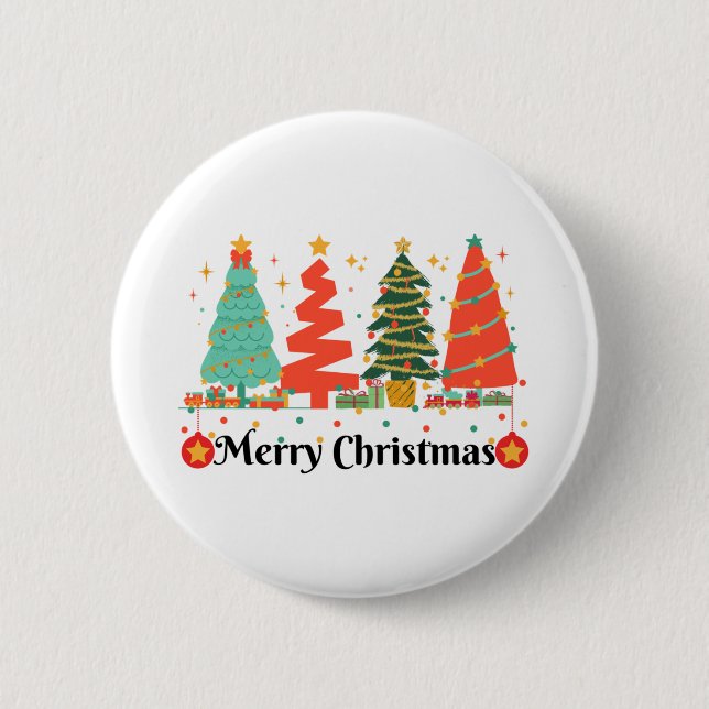 Christmas Trees Merry Christmas 6 Cm Round Badge (Front)