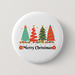 Christmas Trees Merry Christmas 6 Cm Round Badge