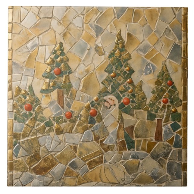 Christmas  Trees Mosaic, Victorian Style Tile (Front)
