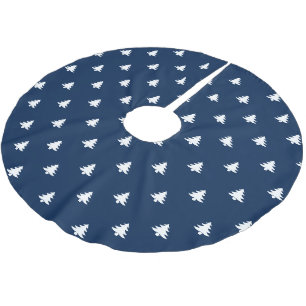 Christmas Trees navy blue white cute modern Brushed Polyester Tree Skirt