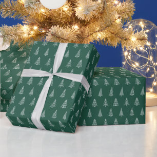 Christmas Trees on Green - Wrapping Paper Roll