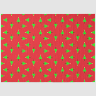 Christmas trees on red tissue paper