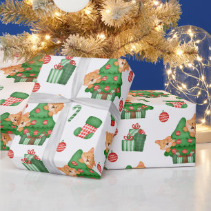 Christmas Trees, Ornaments and Cats Wrapping Paper