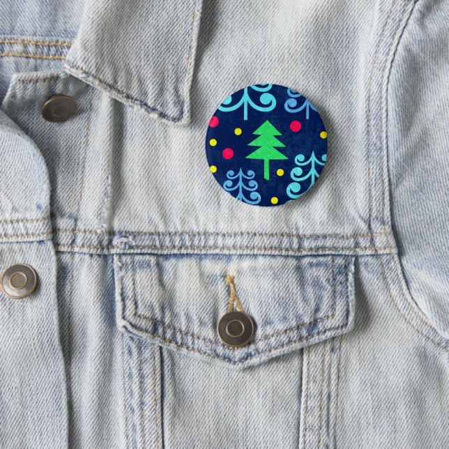 Christmas Trees Pattern 6 Cm Round Badge (In Situ)