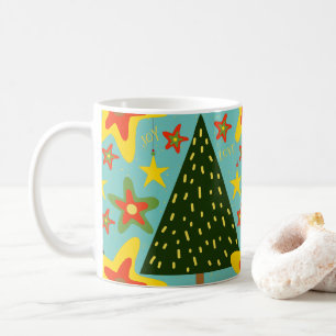 Christmas Trees Pattern Festive Cool Funny Coffee Mug