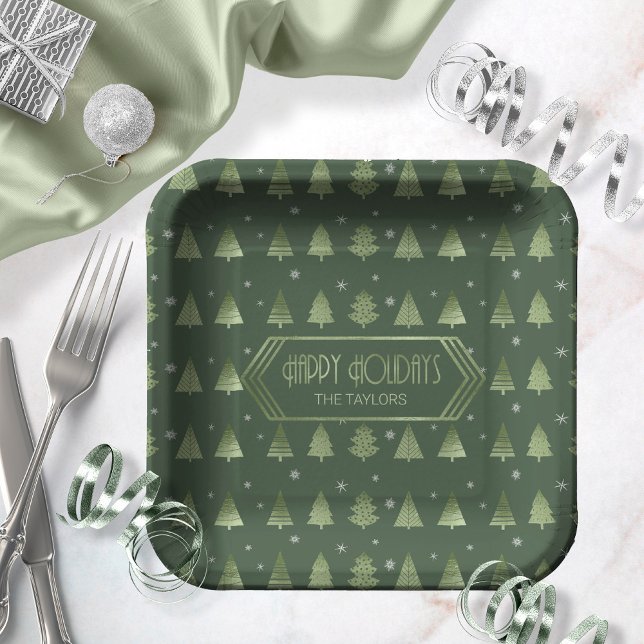 Christmas Trees Pattern Green ID863 Paper Plate (Creator Uploaded)