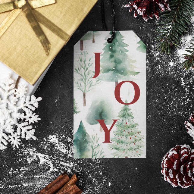 Christmas Trees Pattern Green Red Holiday Gift Tag (Creator Uploaded)