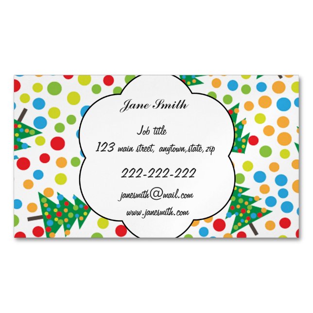 Christmas trees pattern magnetic business card (Front)