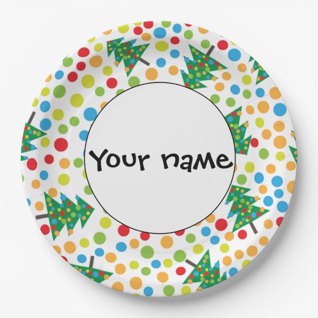 Christmas trees pattern paper plate (Front)