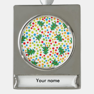 Christmas trees pattern silver plated banner ornament