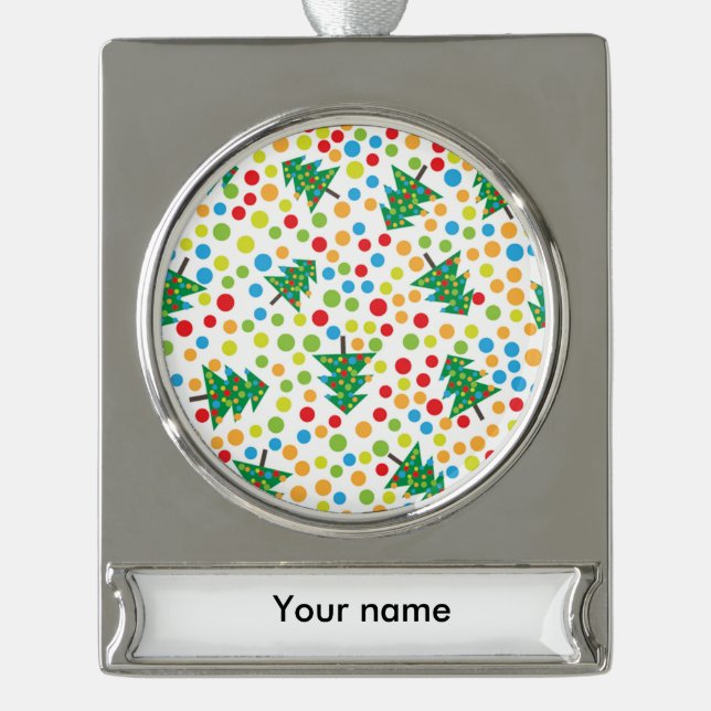 Christmas trees pattern silver plated banner ornament (Front)