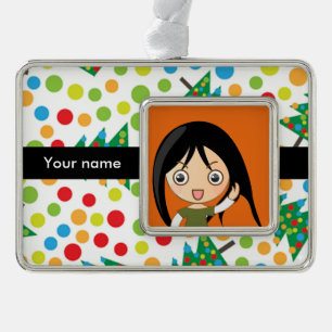 Christmas trees pattern silver plated framed ornament