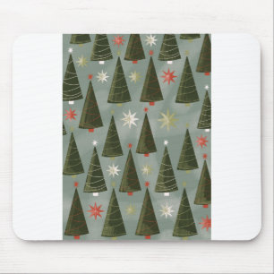 Christmas Trees Pattern Wallpaper Pine Trees Mouse Pad