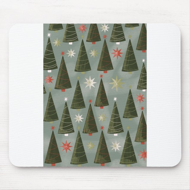 Christmas Trees Pattern Wallpaper Pine Trees Mouse Pad (Front)