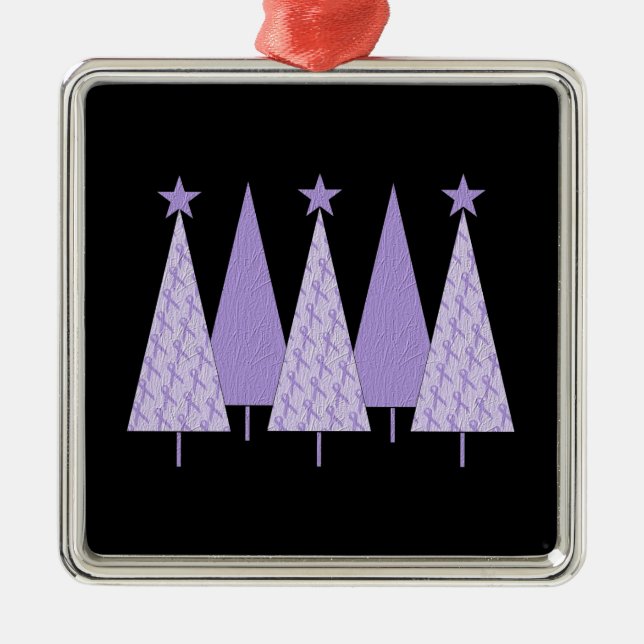 Christmas Trees - Periwinkle Ribbon Metal Tree Decoration (Front)