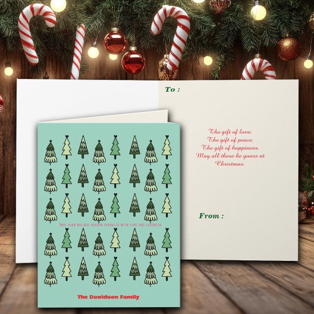 Christmas Trees Personalise Name & Greetings  Card (Creator Uploaded)